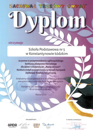 Dyplom za udział w programie Zachowaj Trzeźwy Umysł