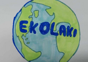 projekt loga Ekolaków- Ziemia i napis Ekolaki
