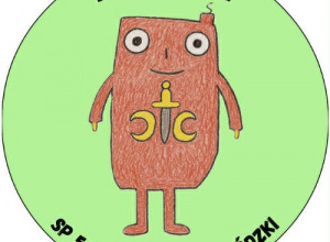 Logo 1a czerwony stworek na zielonym tle