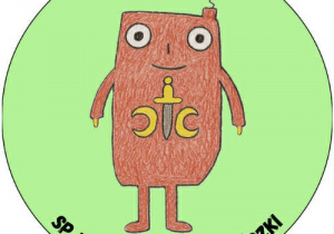 Logo- czerwony stworek na zielonym tle.
