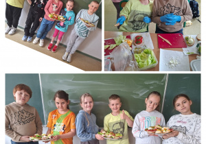 Uczniowie klasy 2bpokazują swoje kanapki