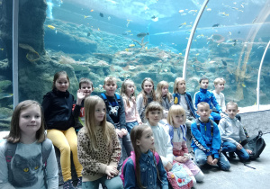 dzieci przy akwarium